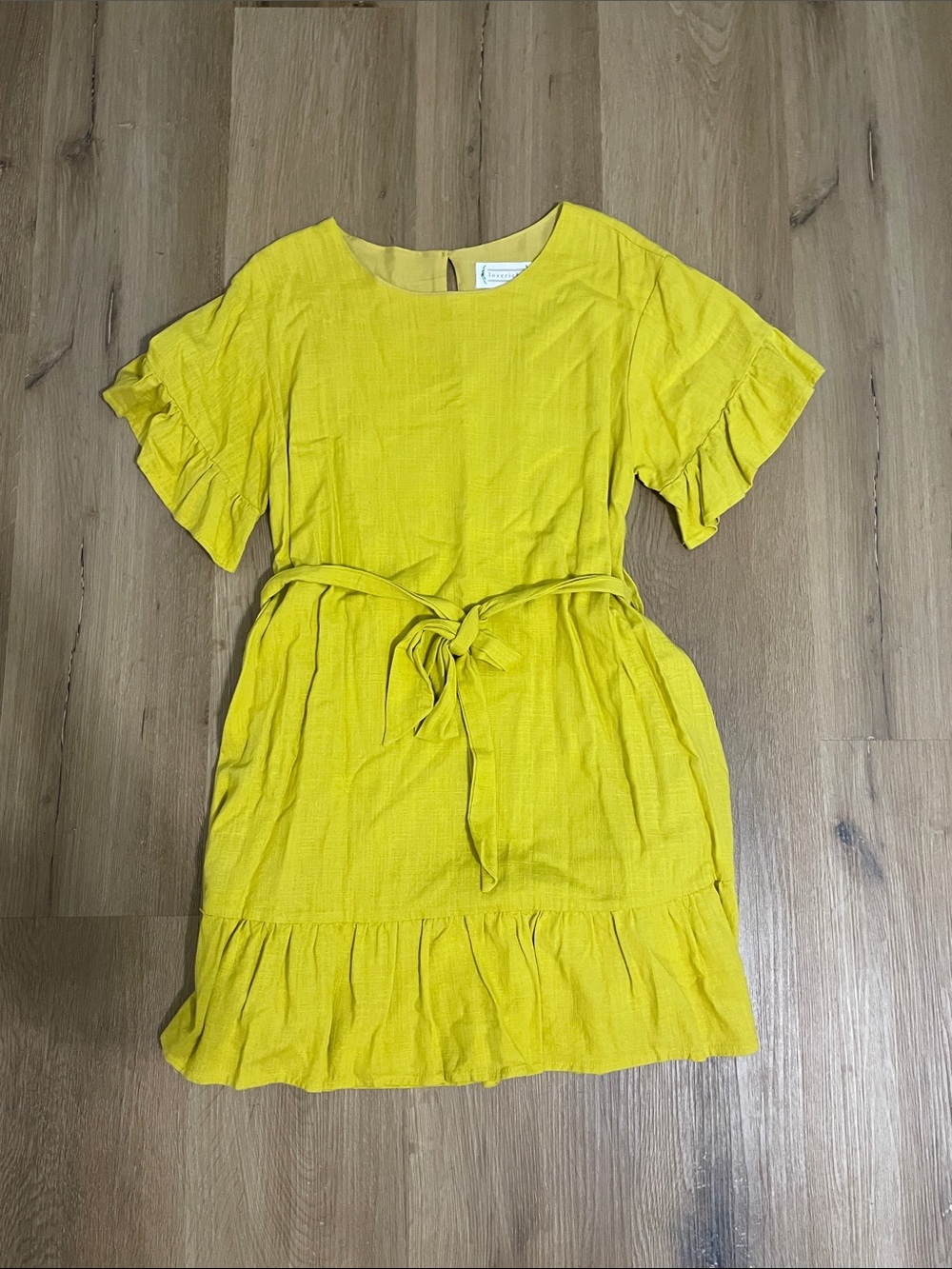 Love Riche Yellow Ruffled Linen Blend Mini Dress